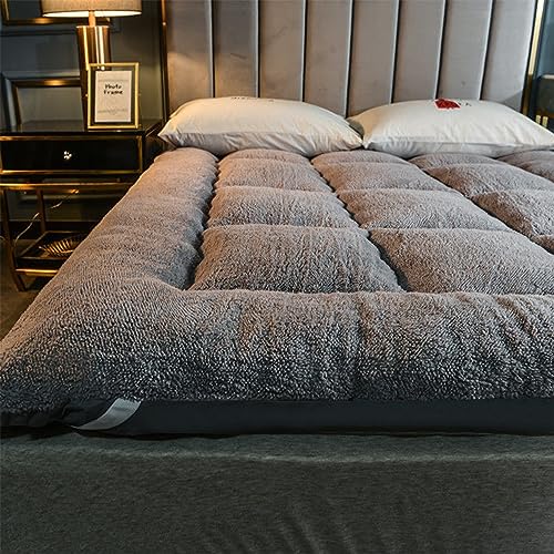 Japanische Bodenmatratze, Futon-Matratze, extra Dicke, Faltbare Isomatte, aufrollbare Tatami-Matte, atmungsaktiv, flauschig, weich, Bodenliege, Gästebett, Twin, Full, Queen (Color : Gray, Size : 47x