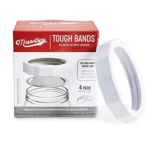 Masontops Tough Bands Rostsichere & Wiederverwendbare Bänder für Einmachgläser - 4er-Packung – Passt auf jedes Weithals-Einmachglas von Ball, Kerr und Barnardin