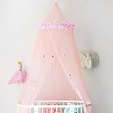 Bed Canopy Moskitonetz Vorhänge mit Federn und Sternen Cute Schöne Dekoration für Babys Mädchen, Kleinkinder und Teen Schlafzimmer, Pink