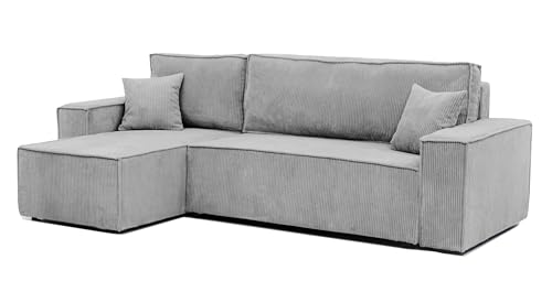 GREKPOL Ecksofa Paris Poso Sofa Couch mit Schlaffunktion - Universal (Hellgrau)