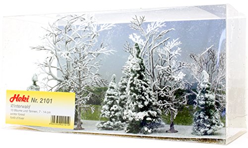 Heki 2101 Schneebäume und Tannen, 10 Stück, Höhe 14 cm, Mehrfarbig