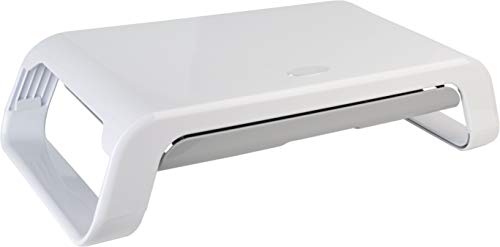 Desq® Monitorständer | 2 Höheneinstellungen | Schublade | Hochglanz weiß