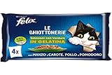 Purina Felix Le Ghiottonerie Feuchtigkeit für Katzen mit Rind und Karotten und mit Huhn und Tomaten, 48 Beutel à 85 g