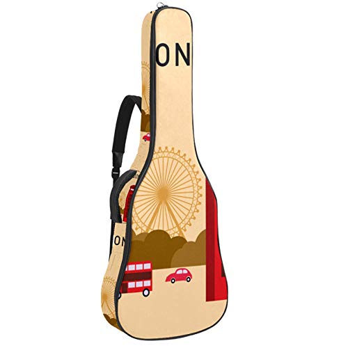 Gitarrentasche mit Reißverschluss, wasserdicht, weich, für Bassgitarre, Akustik- und klassische Folk-Gitarre, I Love London Symbols Big Ben