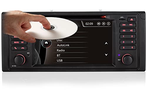 iFreGo Autoradio mit Bluetooth, 7 Zoll 1 Din Radio für BMW E39 (5er Serie, M5) E53 (X5), GPS-Radio Navigation DVD CD RDS, FM-Radio unterstützt Lenkradsteuerung, Rückfahrkamera, SD-Karte