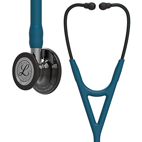 3M Littmann Cardiology IV Stethoskop für die Diagnose, hochglänzendes, Smoke-Finish Bruststück, karibikblauer Schlauch, hochglanzpolierter Schlauchanschluss und rauchfarbene Ohrbügel, 69 cm, 6234