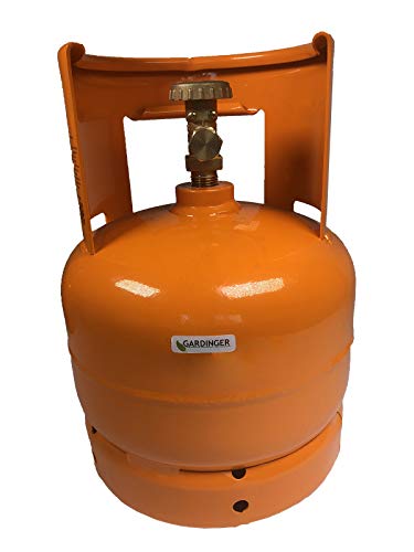 GARDINGER befüllbare 3 kg Gasflasche orange mit Kragen Propan/Butan mit Anschluss 3/8"