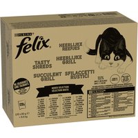 Jumbopack Felix "Tasty Shreds" Pouches 120 x 80 g - Gemischte Auswahl in Sauce