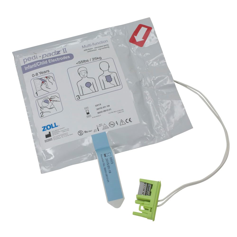 Zoll Elektrode Pedi-Padz II 8900-0810-01 (pedipads pedi-padz Kinderelektrode Defibrillationselektroden), für Patienten bis 15 kg Körpergewicht, zwei Jahre haltbar