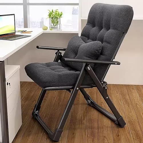 zxhrybh Robuster Klappstuhl, Klappstühle Neun Positionen Verstellbar, mit Armlehnen Folding Chair Rückenlehne, Couch Klappsessel Bequem ​ (Size : Removable Chair Cover Black)