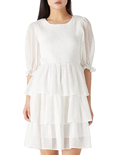 Amazon Brand - find. Damen-Sommerkleid, Elegantes mehrlagiges A-Linien-Minikleid mit Rüschen, lässig, Beige, Größe 3XL