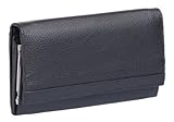 Damenknipsbörse BASIC in Echt-Leder, schwarz, 17x10cm