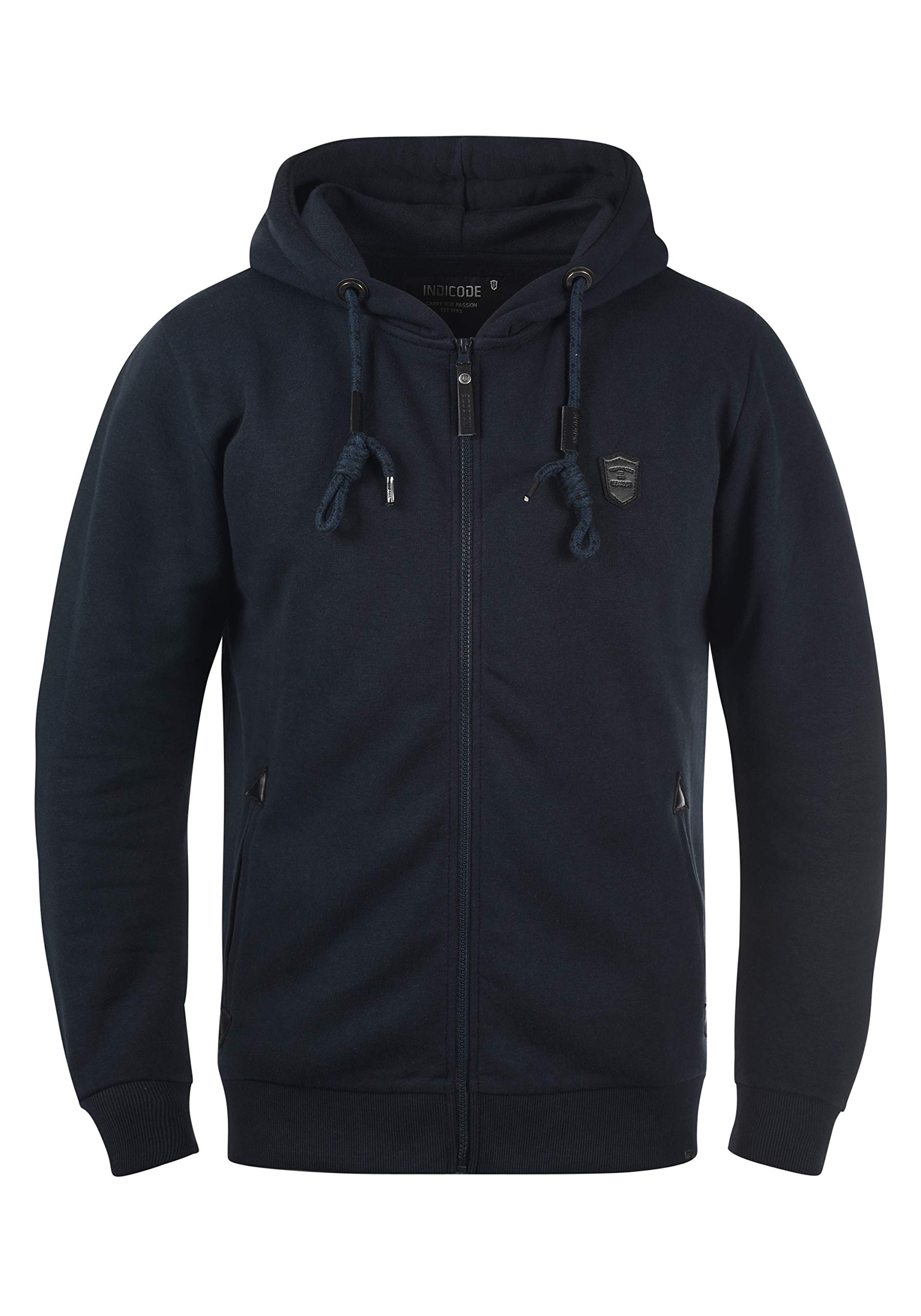 Indicode Barnhill Herren Sweatjacke Kapuzenjacke Hoodie mit Kapuze, Größe:L, Farbe:Navy (400)