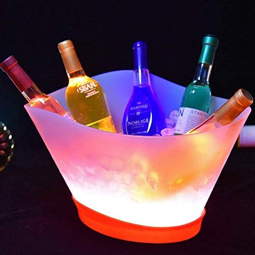 YXZN LED-Eiskübel 12 Liter Großer Fassungsvermögen Beleuchteter Eiskübel Mit 7 Farben Wechsel Der Wiederaufladbaren Champagner-Weingetränke Bier-Eiskübel Party Bar Home