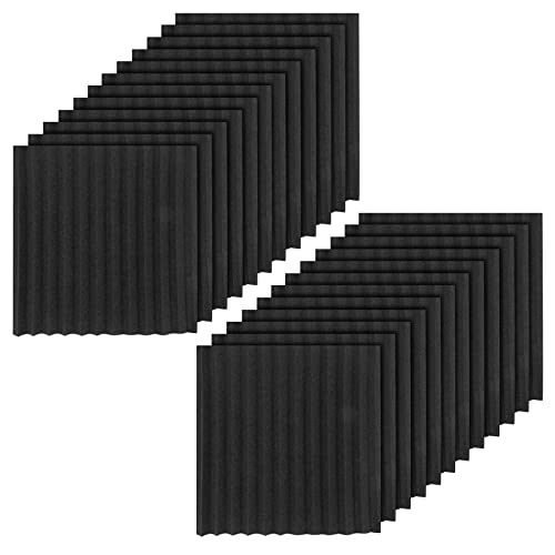 lascivious Akustikplatten, 24 Stück, schwarz, Schalldämmung, Schaumstoff, Akustikfliesen, Studio-Schaumstoff, Sound, 2,5 x 30 x 30 cm