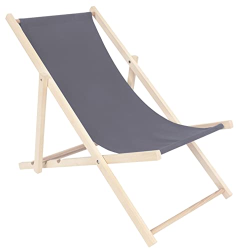 spec-wood Liege - Liegestuhl klappbar - Holzliegestuhl - RelaxLiege - Camping Stuhl - GartenLiege - wetterfest SonnenLiege - klappbar 119 cm x 58 cm Farbe Grau - Klappstuhl Holz