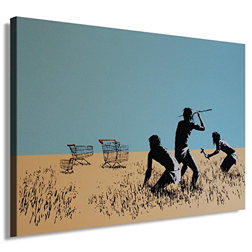 Fotoleinwand24 - Banksy Graffiti Art EINKAUFSWAGEN / AA0023 / Fotoleinwand auf Keilrahmen/Farbig / 70x50 cm