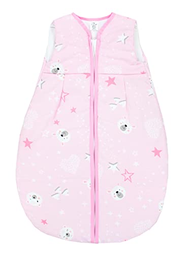 TupTam Baby Ganzjahres Schlafsack ohne Ärmel Wattiert, Farbe: Bärchen Sterne/Rosa, Größe: 62-74