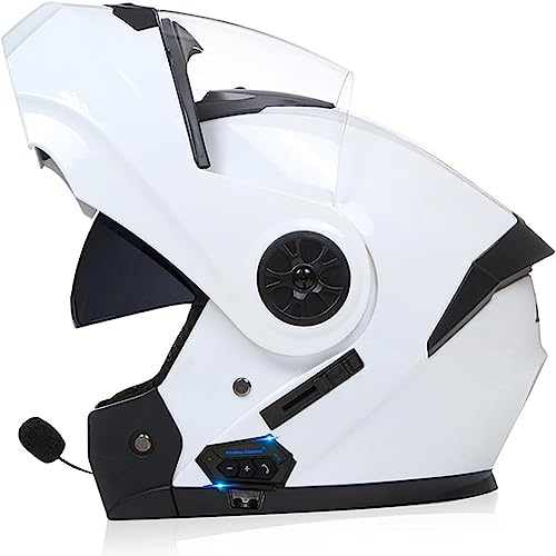 Motorrad Integrierter Bluetooth-Helm Mit Doppelvisier,ECE Genehmigt Adults Klapphelm Mit Bluetooth, Motorradhelm Sturzhelm Für Herren Und Damen Automatische Reaktion