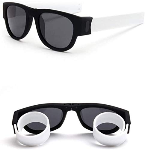 NIUASH Sonnenbrille polarisiert Polarisierte Sonnenbrille Clap Ring Brille Faltbare Uv400 Handgelenk Sonnenbrille Einzigartige Männer Frauen-C1_Black_White