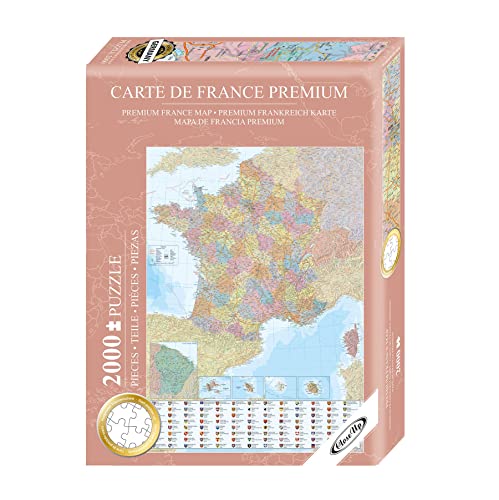 Close Up Frankreich Puzzle 2000 Teile - Karte - 68,8 x 96,6 cm Premium Map