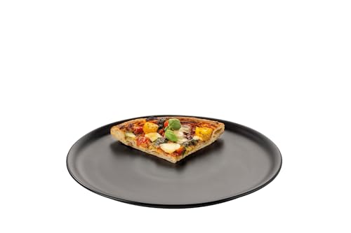 Batania 6 x Pizzateller Ø 30 cm| Flache Essteller | Große Teller, schwarz, matt | robustes Hart-Porzellan | 6er Set | spülmaschinen- & mikrowellenfest