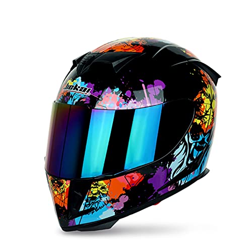 Motorrad Integralhelm für Erwachsene ECE-zertifizierte Männer Damen Motorrad-Helme Sturzhelm mit Doppelvisier für den täglichen Pendelverkehr Helme,J,XXL 63~64cm