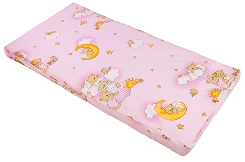 Best For Kids Kinderbettmatratze, Babymatratze 60x120 cm Kinder Rollmatratze 5 cm aus 100% Baumwolle (rosa)