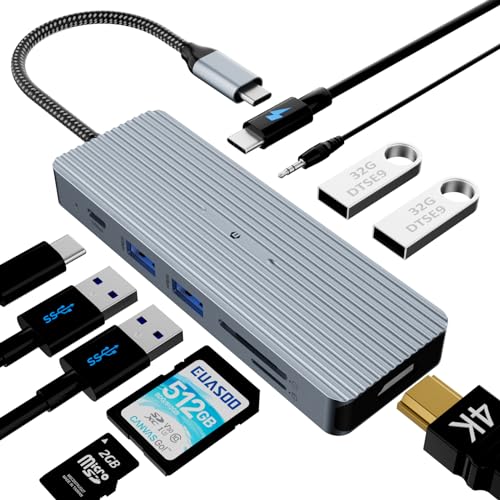 SUTOUG 10-in-1 USB-C-Hub-Dockingstation mit 4K HDMI, USB-C-Datenübertragungsanschluss, 2 x USB 3.0 Typ-A, 2 x USB 2.0 Typ-A, SD/TF-Kartenleser, 3,5 mm Stereo-Klinkenstecker für Mac OS und Windows