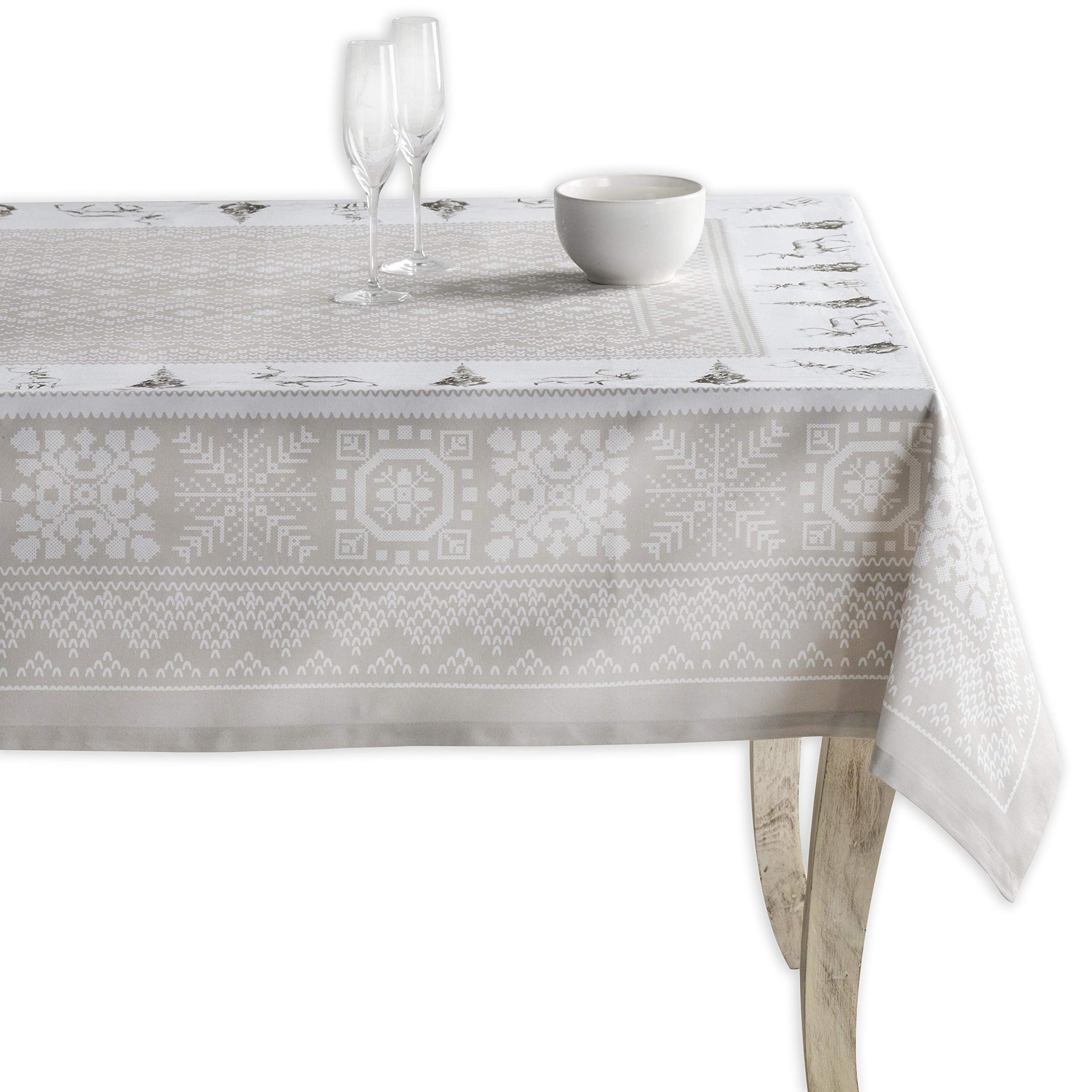 Maison d' Hermine Cozy Christmas 100% Baumwolle Tischdecke für Küche | Abendessen | Tischplatte | Dekoration Parteien | Hochzeiten | Thanksgiving/Weihnachten (Rechteck, 140cm x 180cm)