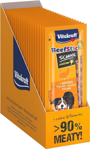 Vitakraft Beef Stick School, Fleisch-Sticks mit Geflügel, Hundesnack, in Vorratspackung (20x 10 Stück)