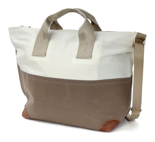 360° Schultertasche Suutje, Weiss Taupe Grau, Persenning, recyceltes Segel
