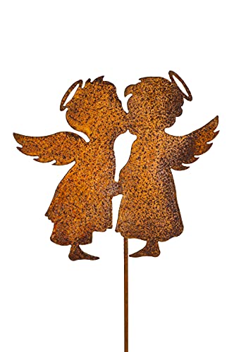 Blümelhuber Großes Engelpaar Edelrost Gartenstecker - Rost Deko Figuren für den Garten, den Balkon oder die Haustüre - 118 cm