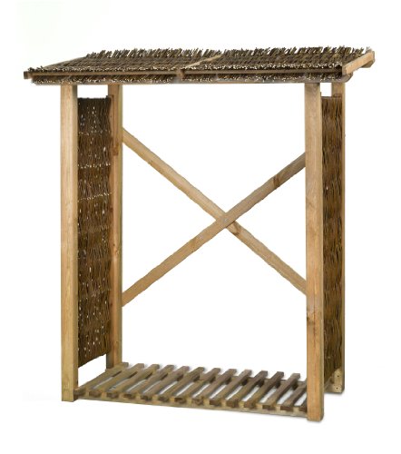 WEIDENPROFI Holzregal, Holzlege für die Lagerung von Brennholz und Kaminholz, Holzgestell mit Weidengeflecht, Größe (LxBxH): 140 x 70 x 190-210 cm