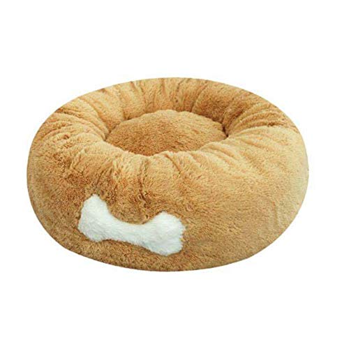 Fansu Hundebett rund Hundekissen Plüsch weichem Hundesofa rutschfest Base Katzenbett Donut Größe und Farbe wählbar (Ingwer,100cm)