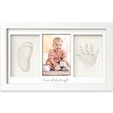 Souvenir-Kit Baby Handprint und Footprint - Kinderdrucke - Newborn Duo Fotorahmen - Kids Memory Art Kit - Babyparty-Fotorahmen, Baby Registry (Alpine White)