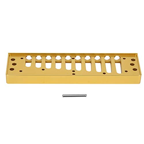 Mundharmonika-Zubehör, Quadratloch-Aluminiumlegierung-Kamm-Mundharmonika-Teil 10-Loch-Blues-Harp-Kamm-Teil für Mundharmonika-Ersatzteil(Gold)