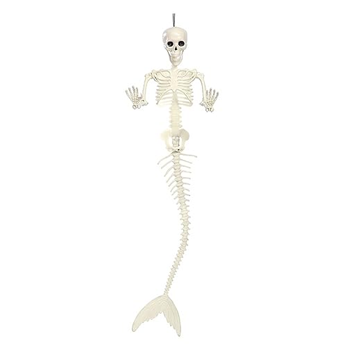 Vervmczn Meerjungfrau-Skelett-Halloween-AußEndekoration, Gruseliges Halloween-Skelett im LebensgrößE für Friedhofs-Spukhaus