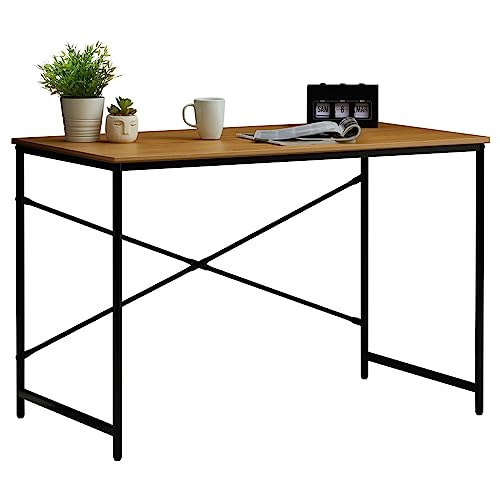 CARO-Möbel Schreibtisch IZEDA im Industrial Stil aus Metall in schwarz und MDF Wildeiche, Tisch im minimalistischen Vintage Look