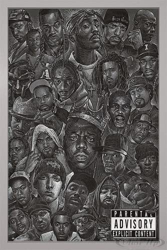Close Up Hip Hop Allstars Poster (66x96,5 cm) gerahmt in: Rahmen Silber
