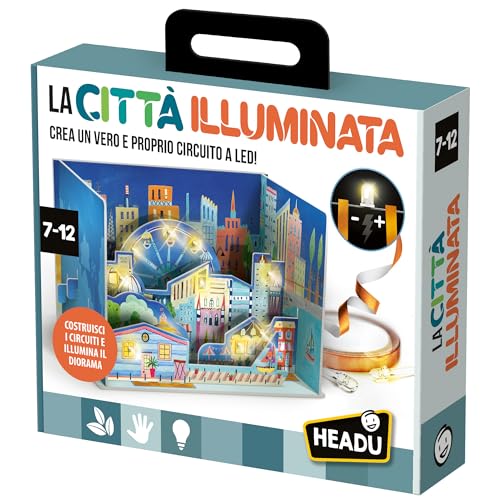 Headu Die beleuchtete Stadt Creo eine echte LED-Schaltung It57090, wissenschaftliches Spiel für Kinder von 8 bis 12 Jahren, hergestellt in Italien