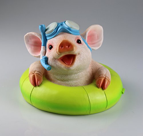 AM-Design Schwein im Schwimmring Gartenfigur Garten Figur Skulptur Pool