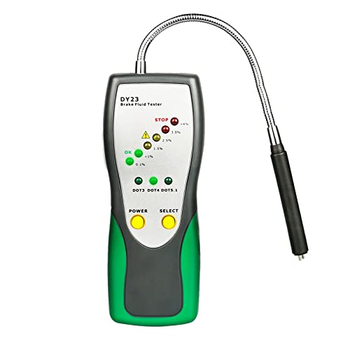 KAISAL Bremsflüssigkeitstester für DOT3 DOT4 DOT5.1 Schnellbremsflüssigkeitstester mit Hochempfindlichem Sensor, 250 mm Langer Sonde, 9-Farbigen LED-Anzeigen, Akustischen und Optischen Warnsignalen