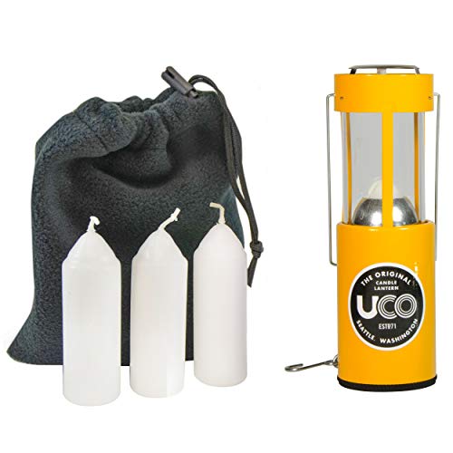 UCO Original Candle Laterne Vorteilspack mit 4 Kerzen und Aufbewahrungstasche, gelb