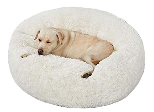 Deluxe Haustierbett Mittelgroße und Große Hunde atmungsaktiv Hundebett mit kuscheligem Plüsch,Donut Cuddler Warme Weiche Hundesofa 100cm Maschinenwaschbar