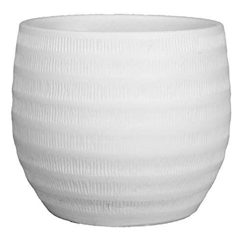 INNA-Glas Keramik Pflanztopf mit Rillen, weiß-matt, 17 cm, Ø 20 cm - Blumenübertopf