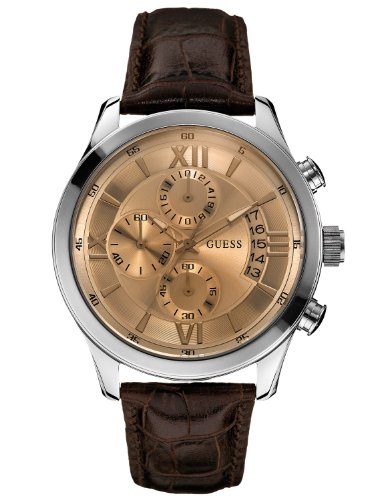 Guess Herren-Armbanduhr XL Mens Dress Chronograph Quarz Leder W0192G1