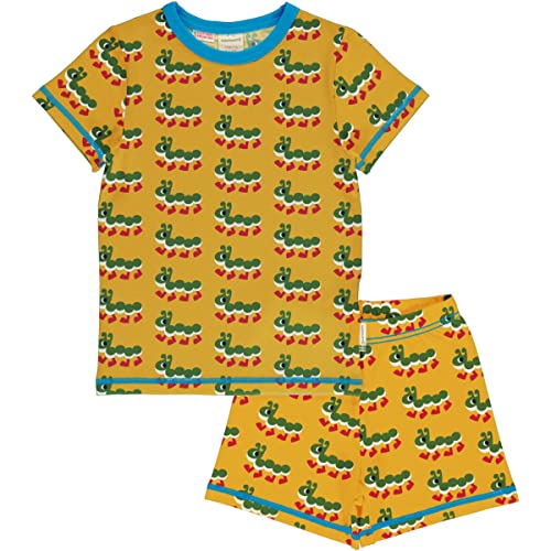 Maxomorra Kinder Schlafanzug Kurzarm Shirt + Shorts Raupen Motiv Pyjama Caterpillar (98-104)