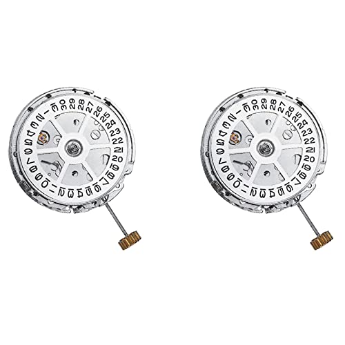 Vereen 2 x Automatik-Uhrwerk Ersatz Tag Datum Chronograph Uhr Zubehör Reparatur Werkzeuge Kit Teile Beschläge für 2813/8205, silber