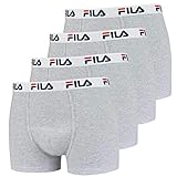 FILA 4er Vorteilspack Herren Boxershorts - Logo Pants - Einfarbig - Bequem - Stretch - viele Farben (Grau, XL - 4er Pack)